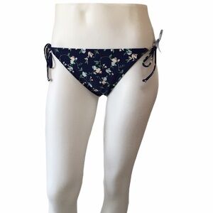 QUICKSILVER Blue Floral Side-Tie String Bikini Bottom NWOT